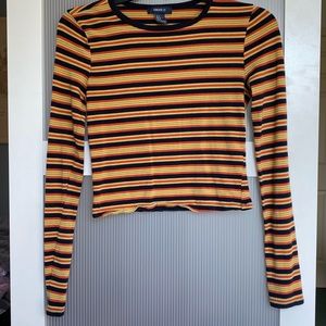 Striped long sleeve crop top